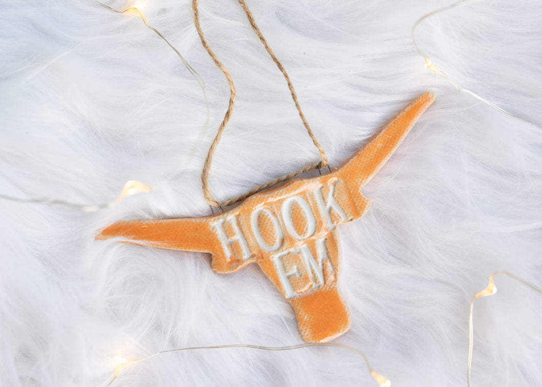 Hook Em Texas Ornament