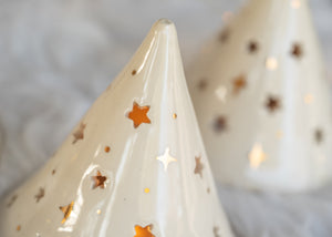 Hand thrown Tree - White with Gold