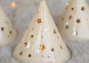 Hand thrown Tree - White with Gold