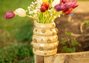 Speckled floral bubble vase