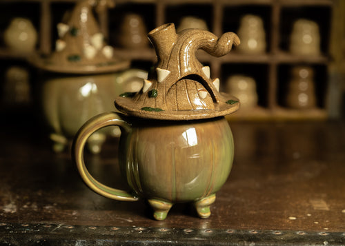 Lidded Pumpkin fairy home incense holder/ mug