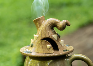 Lidded Pumpkin fairy home incense holder/ mug