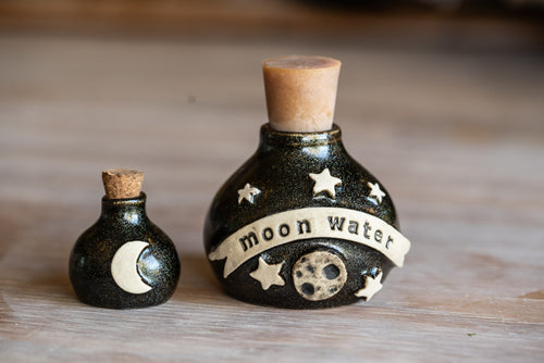 Moon Water Potion Bottle - Black Glitter