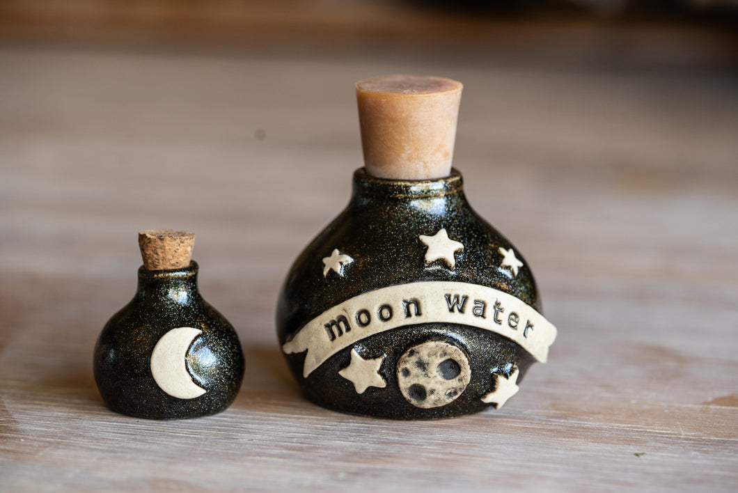 Moon Water Potion Bottle - Black Glitter