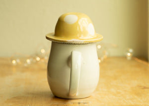 Lidded mushroom mug - yellow