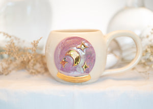 Crystal Ball of Moon and Stars Mug with mother of pearl and Gold