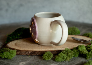 Crystal Ball of Moon and Stars Mug with mother of pearl and Gold
