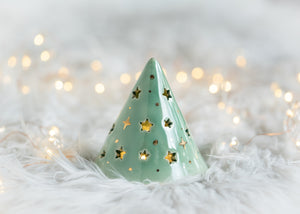 Hand thrown Christmas Tree - Green - MED - GOLD