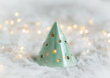 Load image into Gallery viewer, Hand thrown Christmas Tree - Green - MED - GOLD