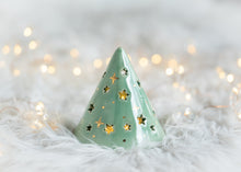 Load image into Gallery viewer, Hand thrown Christmas Tree - Green - MED - GOLD