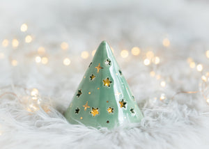 Hand thrown Christmas Tree - Green - MED - GOLD