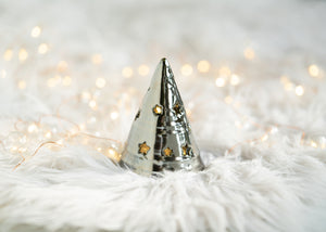 Hand thrown Christmas Tree - Metallic Black - Small