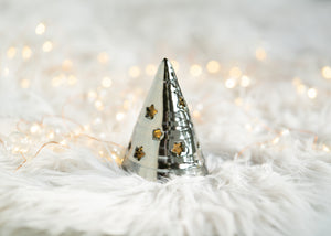 Hand thrown Christmas Tree - Metallic Black - Small