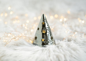 Hand thrown Christmas Tree - Metallic Black - Small